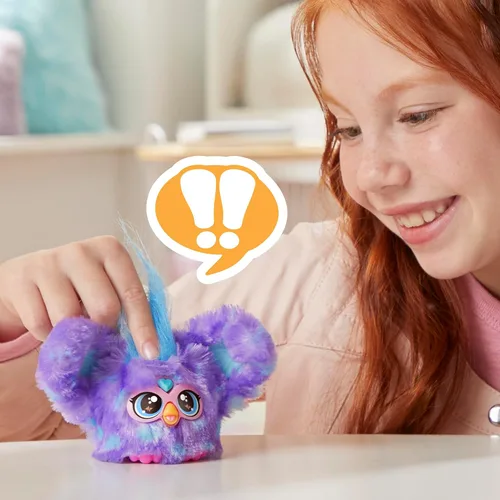 Vista 6 de Furby Furblets Groo-Vee Amigo Mini, más de 45 sonidos y música, habla solo Furbish, juguetes de peluche electrónicos, morado, regalos