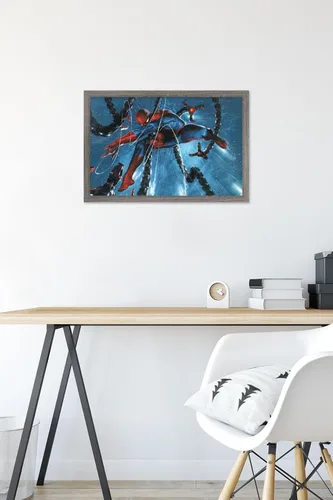 Vista 6 de Trends International Marvel Comics-Spider-Man, Doctor Octopus-Rain Cover Póster de pared, 14.725 x 22.375 pulgadas, versión enmarcada de madera