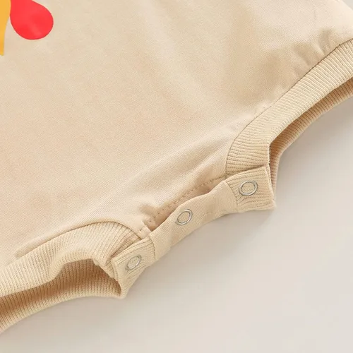 Vista 6 de Sudadera de Acción de Gracias para bebé y niña mameluco de manga larga con estampado de pavo y gran tamaño ropa de otoño