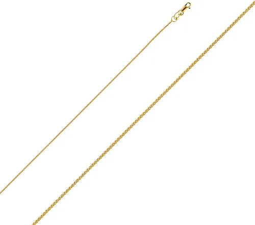 Vista 2 de 14K Solid Gold Round Wheat Chains (Select Options)