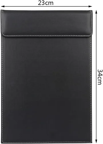 Vista 2 de KINGFOM Carpeta de archivos de escritorio de oficina de cuero A4 con clip de papel para dibujo y escritura, carpeta de archivos de tableta con clip