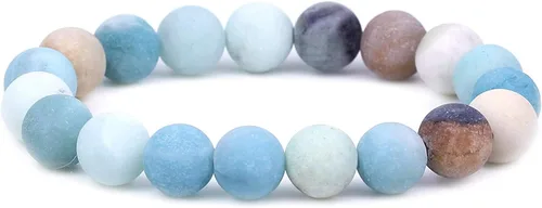 Vista 10 de Amandastone Pulsera elástica de cuentas redondas de 0.394 in con piedras preciosas naturales de 7 pulgadas Bloodstone africano