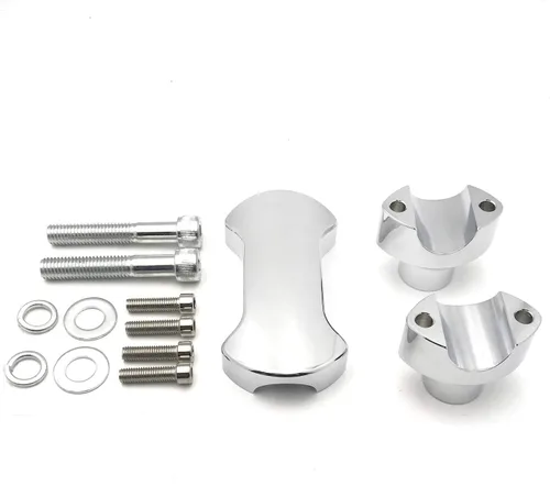 Vista 5 de HTTMT- 14" Chrome Fat Mini Ape Manillar con Riser Compatible con 13&Up Softail FXSB 08-17 FXDF 03-17 FLHR [P/N: TGHD-HB028+HBS010-I-CD]