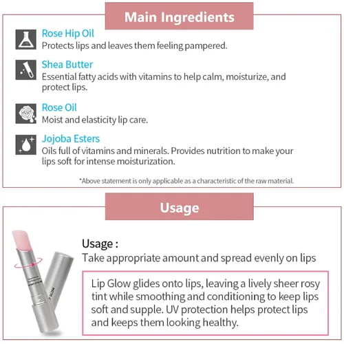 Vista 4 de Atomy Lip Glow 0.12 oz x 2 EA - Bálsamo hidratante para el cuidado de los labios con color rosa natural