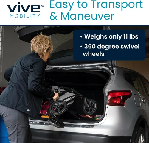 Vista 6 de Vive Mobility Andador de 3 ruedas - Andador de tres ruedas para personas mayores - Ligero, plegable, estrecho, resistente - para hombres y mujeres