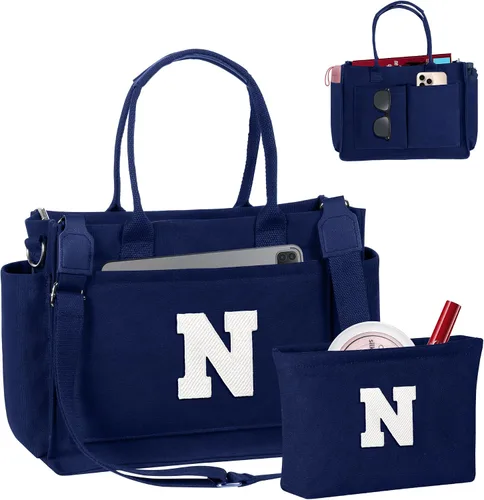 Vista 208 de Easter Basket Stuffers, Initial Tote Bag with Makeup Bag, Birthday Gifts for Women, Teen Girl Gifts Trendy Stuff