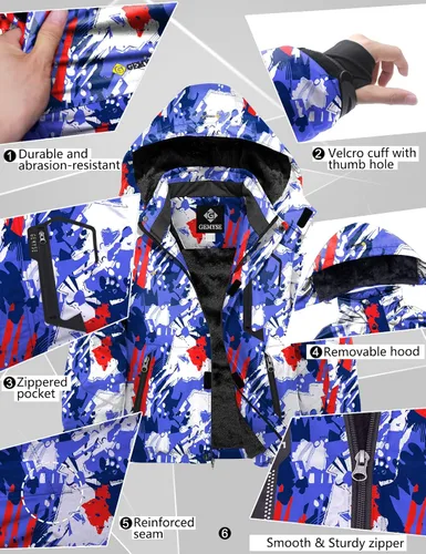 Vista 6 de Chaqueta de esquí impermeable para niño con capucha GEMYSE