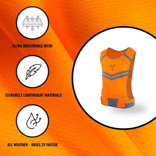 Vista 7 de Reflective Running Vest with Pocket & 2 Bands, High-Visibility
