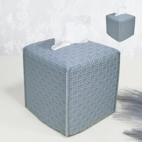 Vista 8 de HOMOTEK Paquete de 2 fundas para caja de pañuelos, soporte cuadrado de piel sintética, organizador de papel decorativo para baño, mesitas de noche