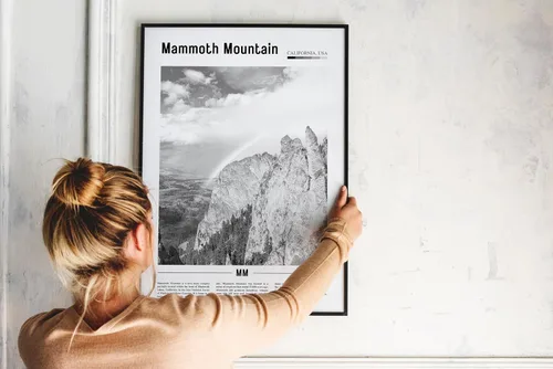Vista 4 de Impresión de montaña de mamut en blanco y negro, póster de montaña de mamut, arte de pared de montaña de mamut, póster de viaje, obra de arte