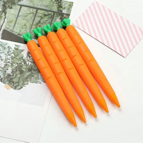 Vista 6 de sencoo Paquete de 4 lápices mecánicos de zanahoria, papelería creativa para estudiantes, regalo de cumpleaños, premio escolar, regalo para niños