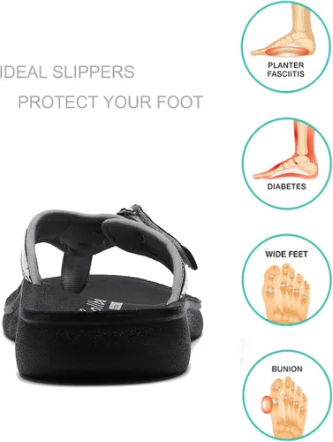 Vista 2 de SOLLBEAM Sandalias ortopédicas originales para mujer, estilo tanga con soporte de arco