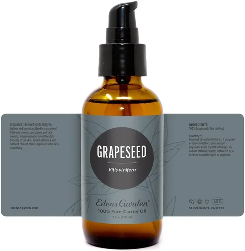 Vista 9 de Edens Garden Aceite portador de semilla de uva, 100% puro, prensado en frío y libre de hexano, hidratante natural para cuerpo, cara, piel sensible