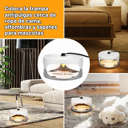 Vista 8 de Trampas para pulgas para el interior de tu hogar con recambios de almohadillas adhesivas y bombillas