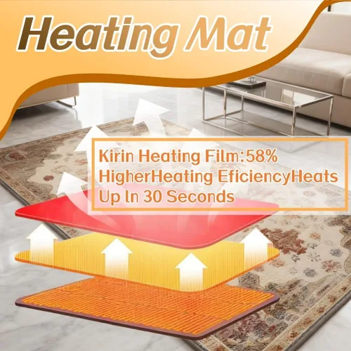 Vista 3 de Heated Floor Mat, Machine Washable Area Rug with Timer Fast Heating, Graphene Electric Heated Rug, Electric Carpet for Living Room, Dining Room