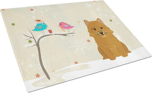 Vista 13 de Caroline's Treasures BB2513LCB - Tabla de cortar de vidrio con texto en inglés "Christmas Presents between Friends" Airedale Terrier - Tabla
