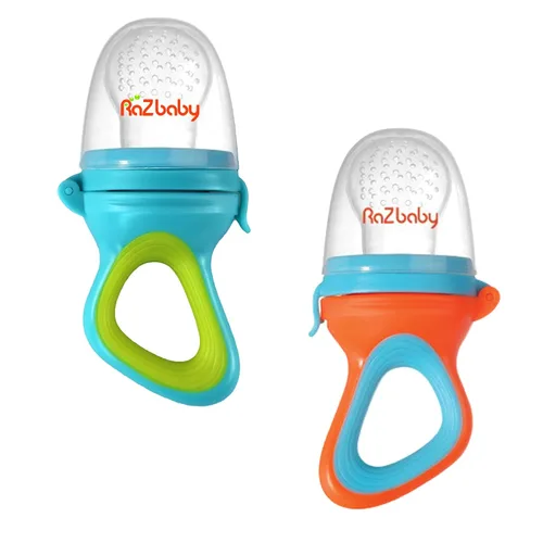 Vista 16 de RaZbaby Fruitique - Alimentador de frutas de una pieza para bebé, apertura más grande para rellenar y cabe más fruta fresca/congelada para aliviar