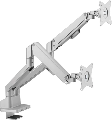 Vista 5 de VERSARE Brazo de monitor doble ajustable para escritorios Montaje para monitores de computadora Se adapta a tamaños de pantalla de 17 a 32