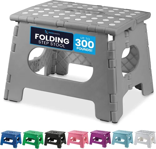 Vista 9 de Handy Laundry Taburete plegable de paso - Taburete plegable lo suficientemente resistente para apoyar a adultos y lo suficientemente seguro