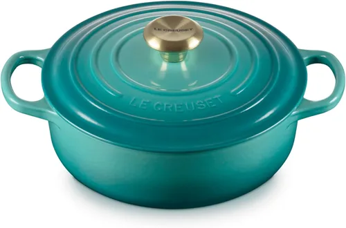 Vista 9 de Le Creuset Horno holandés redondo ancho de hierro fundido esmaltado, 3.5 cuartos de galón., Marsella Marseille