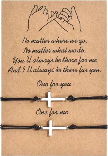 Vista 24 de BOCHOI Pinky Promise Pulseras a Juego a Distancia para Parejas Mejor Amigo BFF Pulsera de Amistad Madre Hijo Hija Niño Niña Él Ella Novia Novio