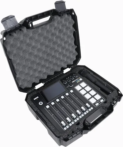 Vista 2 de Case Club Estuche rígido de transporte, se adapta a micrófonos y cables inalámbricos RODECaster Pro 2, 2 - Funda con cerradura con espuma precortada