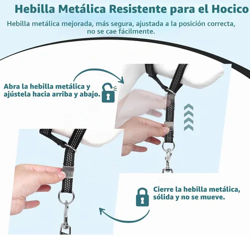 Vista 3 de BARKLESS - Collar de cabeza antitirones para perros medianos y grandes, resistente Negro
