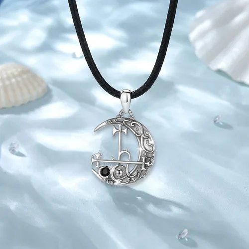Vista 3 de Vito 925 Sterling Silver Wiccan Triple Moon GoddessLilithSigil of LilithMushroomEarth MotherChaos Star Necklace for Women Men, Hecate Witch Magic