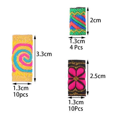 Vista 2 de Tubos de cuentas de rastas de tela, accesorios para el cabello, 24 piezas, estilo variado (varios colores)