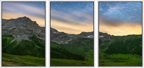 Vista 9 de wall26 Lienzo enmarcado para pared, juego de arte de noche estrellada sobre montañas, cielo nocturno tranquilo, naturaleza, desierto, fotografía