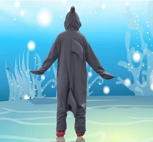 Vista 6 de WOTOGOLD pijamas disfraz en forma de tiburón para adulto, ideal para Cosplay