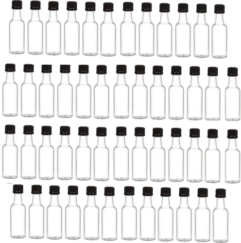 Vista 2 de Nakpunar 12 botellas de licor de plástico transparente de 1.7 fl oz con tapas negras, fabricadas en Estados Unidos Negro