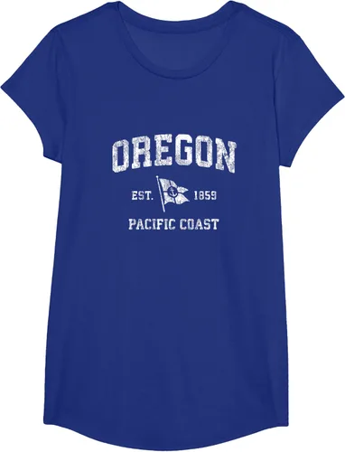 Vista 32 de Oregon Vintage barco ancla bandera diseño de West Coast Retro Tee, hombre S, Arándano
