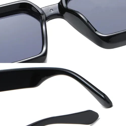 Vista 3 de SHEEN KELLY Gafas de sol rectangulares retro para mujeres y hombres, cuadrados, vintage, gruesos, graduales, lentes dorados de lujo