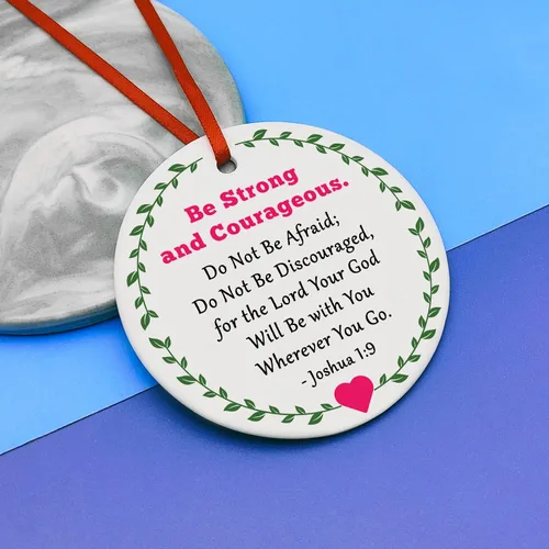 Vista 5 de Regalos de aliento cristiano para mujeres y hombres, ornamento navideño, regalos inspiradores con versículos bíblicos, regalo de Josué 1:9, regalo