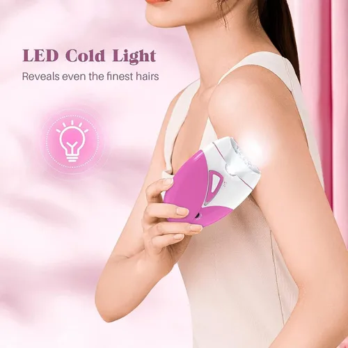 Vista 3 de Depiladora para mujeres, depiladora de deslizamiento suave, removedor de vello facial para mujeres con 2 velocidades y luz LED, depiladora eléctrica