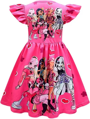 Vista 3 de CREATIE Girls Casual Dress Flutter Sleeve Playwear 4-10Y