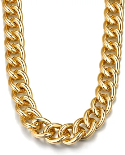 Vista 6 de GOLDCHIC JEWELRY Gargantilla gruesa de oro para mujer, 0.197in0.472in0.906in, collar de cadena de hip hop, collar de cadena de clip grueso de 16 18