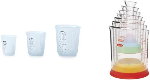 Vista 13 de 1 taza de medir de silicón para exprimir y verter, con patrón Stay-Cool, de la marca Oxo Good Grips, Transparente