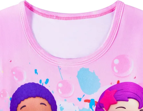 Vista 6 de Vestido de dibujos animados de burbujas para niñas pequeñas vestidos con estampado Guppy para niños vestido camisero de 3 a 6 años