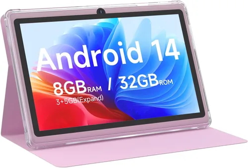 Vista 9 de Tablet Android 14 de 7 pulgadas con estuche, 8 GB de RAM 32 GB de ROM 1 TB de expansión, tablet PC con procesador Quad-Core, pantalla IPS de 1024 x