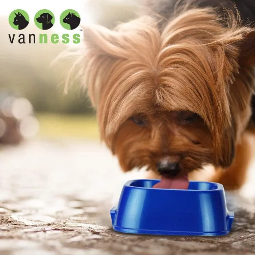 Vista 2 de Van Ness Tazón de comida y agua para mascotas, plato de plástico de capacidad de 16 onzas para perros y gatos, base ancha sin puntas que evita