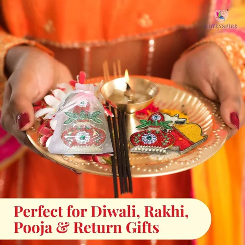 Vista 3 de LOVENSPIRE Paquete de 10 soportes decorativos Kalash Haldi Kumkum Roli Chawal/soporte de arroz Indio Festival Favor Diwali Rakhi Pooja Mandir Tika