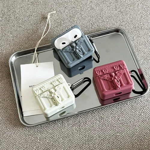 Vista 6 de ZOSTLAND Funda para auriculares inalámbricos, llavero grueso y suave, portátil, de silicona, a prueba de golpes, compatible con Apple AirPods 2 y 1