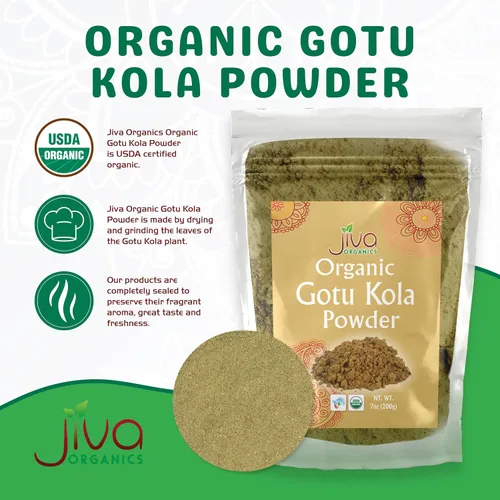 Vista 2 de Jiva Organics Gotu Kola Powder (Centella Asiatica) 7 onzas (7.05 oz) - Crudo, vegano, sin OMG
