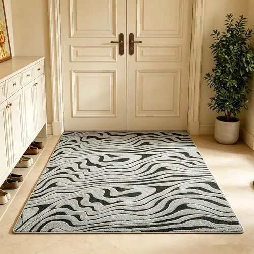 Vista 16 de UKELER Tapete antideslizante para puerta, alfombras de acento modernas para entrada, estilo romántico campestre americano, alfombras de algodón