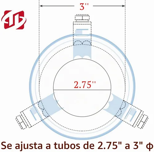 Vista 5 de Punta de escape TriTrust, entrada ajustable de 2.75-3 pulgadas, salida de 3.5 pulgadas, punta de silenciador de 8 pulgadas de largo, punta de tubo