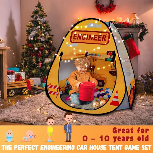 Vista 5 de 1 pieza Tienda de campaña de ingeniería para niños, piscina de pelotas para niños pequeños, casa de juegos plegable para interiores y exteriores