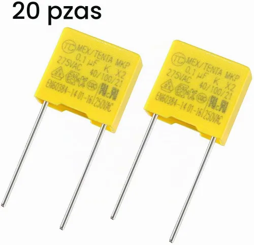 Vista 2 de uxcell Condensadores de seguridad de película de polipropileno 0.1uF 275VAC X2 MKP 10 Pcs
