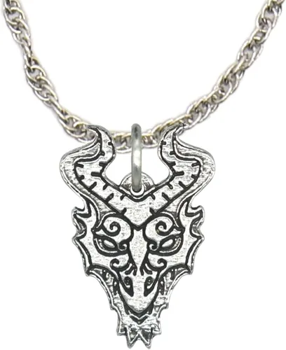 Vista 14 de Collar con colgante gótico, dragón de fantasía, Yin Yang, nórdico vikingo para regalo, estaño, cobre, oro, incluye cadena de plata de 24 pulgadas